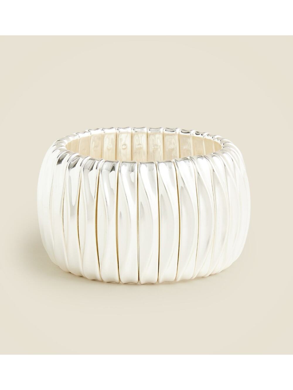J.Crew Wide Snake Link Elastic Bracelet Item CB818 in Matte Silver Mirror NWT